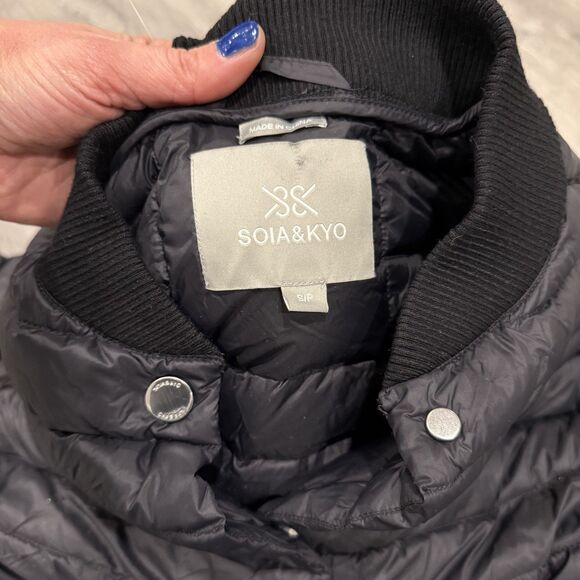 Soia & Kyo Women's S Macy Light Down Knit Jacket Elbow Sleeves Semi Fitted Black - Picture 8 of 16